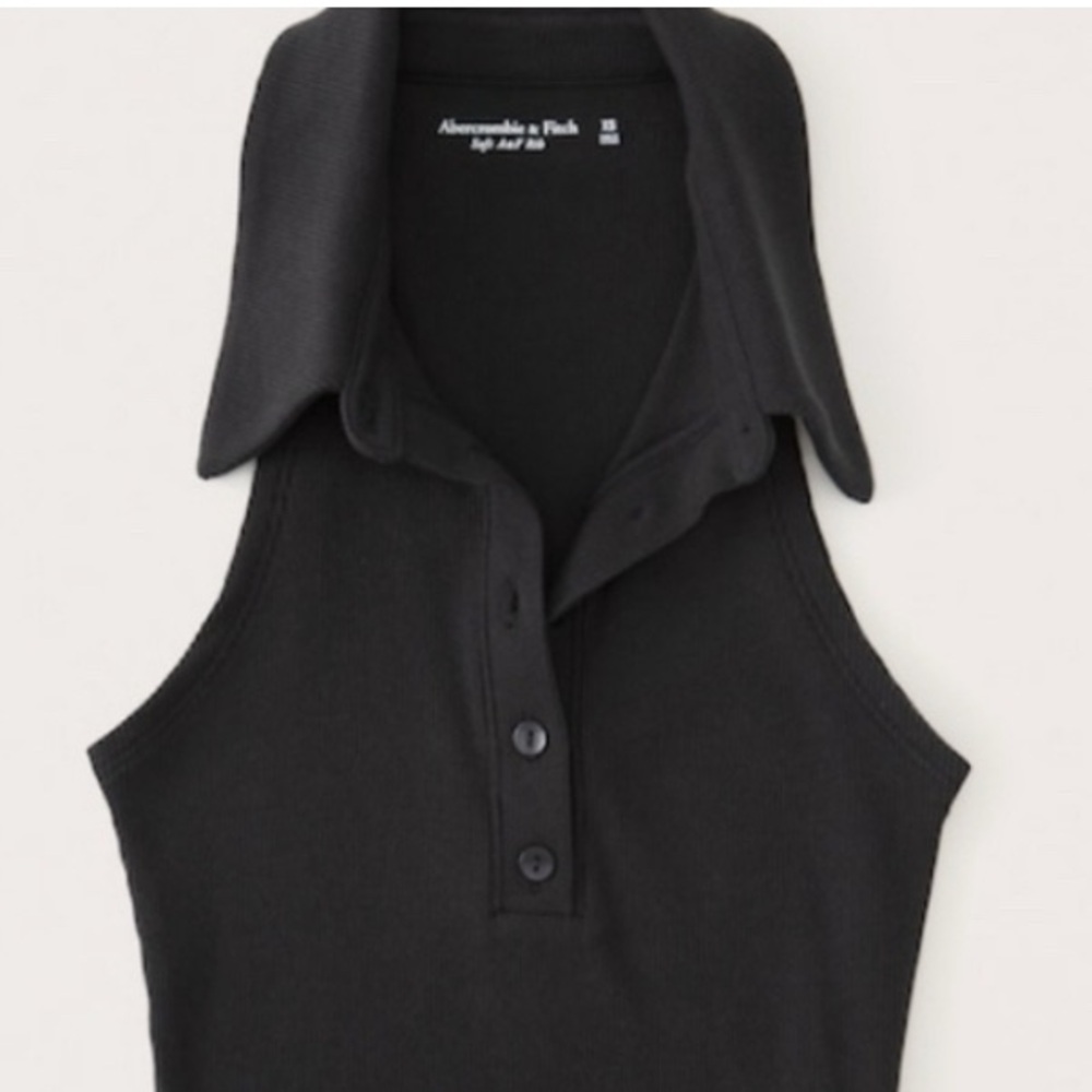 A&F Cotton ribbed polo bodysuit black XS